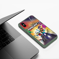 Чехол iPhone XS Max матовый MINECRAFT МАЙНКРАФТ Z, цвет: 3D-темно-зеленый — фото 2