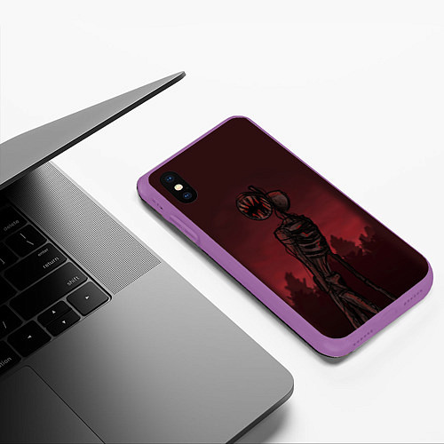 Чехол iPhone XS Max матовый СИРЕНОГОЛОВЫЙ ИГРА / 3D-Фиолетовый – фото 3