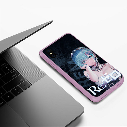 Чехол iPhone XS Max матовый Рем Re:Zero / 3D-Сиреневый – фото 3