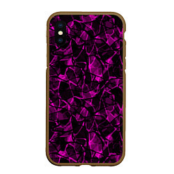 Чехол iPhone XS Max матовый Абстрактный узор цвета фуксия, цвет: 3D-коричневый