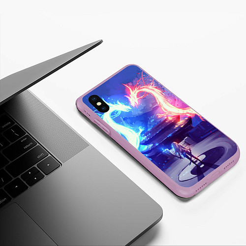 Чехол iPhone XS Max матовый БИТВА ДРАКОНОВ / 3D-Сиреневый – фото 3