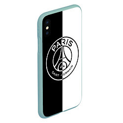 Чехол iPhone XS Max матовый ФК ПСЖ PSG BLACK & WHITE, цвет: 3D-мятный — фото 2