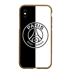 Чехол iPhone XS Max матовый ФК ПСЖ PSG BLACK & WHITE, цвет: 3D-коричневый