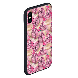 Чехол iPhone XS Max матовый Розовый тропический узор, цвет: 3D-черный — фото 2