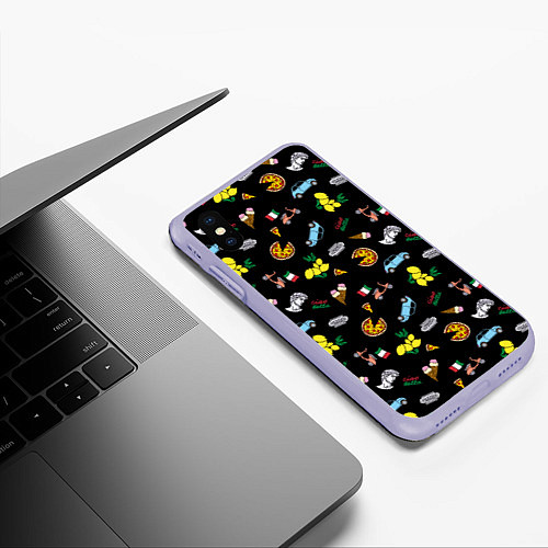 Чехол iPhone XS Max матовый Итальянский паттерн / 3D-Светло-сиреневый – фото 3