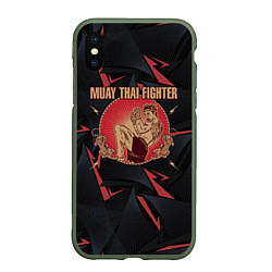 Чехол iPhone XS Max матовый MUAY THAI FIGHTER, цвет: 3D-темно-зеленый