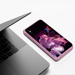Чехол iPhone XS Max матовый Zero Two в наушниках, цвет: 3D-розовый — фото 2