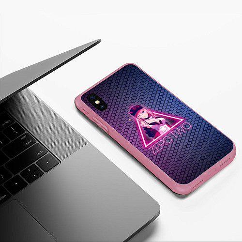 Чехол iPhone XS Max матовый Zero Two в треугольнике / 3D-Малиновый – фото 3