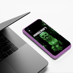 Чехол iPhone XS Max матовый CREEPER 3D MINECRAFT 3D Z, цвет: 3D-фиолетовый — фото 2
