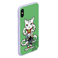 Чехол iPhone XS Max матовый ЯПОНСКИЙ КОТ JAPANESE CAT Z, цвет: 3D-светло-сиреневый — фото 2