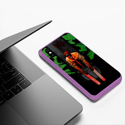 Чехол iPhone XS Max матовый Дэндзи человек-бензопила, цвет: 3D-фиолетовый — фото 2
