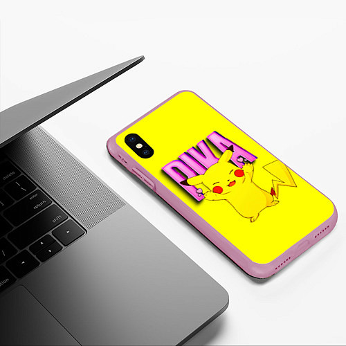 Чехол iPhone XS Max матовый ПИКАЧУ PIKACHU / 3D-Розовый – фото 3