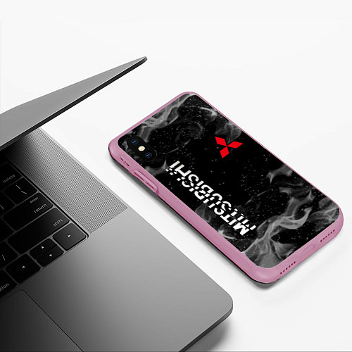Чехол iPhone XS Max матовый MITSUBISHI ОГОНЬ / 3D-Розовый – фото 3