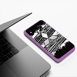 Чехол iPhone XS Max матовый MITSUBISHI СЛЕДЫ ШИН, цвет: 3D-фиолетовый — фото 2