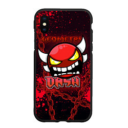 Чехол iPhone XS Max матовый Geometry Dash Red, цвет: 3D-черный