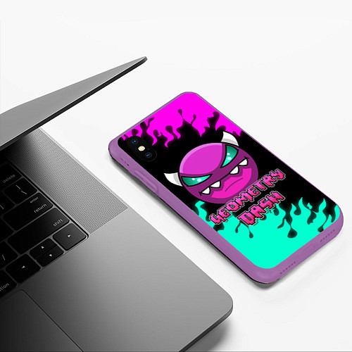 Чехол iPhone XS Max матовый Geometry Dash / 3D-Фиолетовый – фото 3