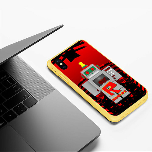 Чехол iPhone XS Max матовый ROBO ROBLOX РОБЛОКС Z / 3D-Желтый – фото 3