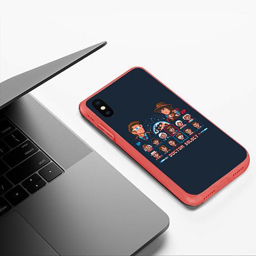 Чехол iPhone XS Max матовый Доктор Кто 8 бит / 3D-Красный – фото 3