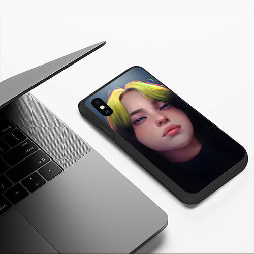 Чехол iPhone XS Max матовый Billie Eilish: Рисунок / 3D-Черный – фото 3