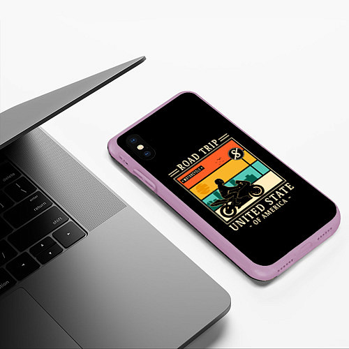 Чехол iPhone XS Max матовый Дорожное приключение / 3D-Сиреневый – фото 3
