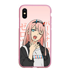 Чехол iPhone XS Max матовый Zero Two Darling in the Franxx, цвет: 3D-розовый