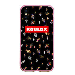 Чехол iPhone XS Max матовый ROBLOX PATTERN РОБЛОКС Z, цвет: 3D-розовый