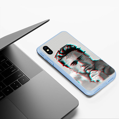 Чехол iPhone XS Max матовый Billie Herrington Gachimuchi / 3D-Голубой – фото 3