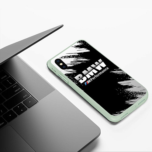 Чехол iPhone XS Max матовый БМВ РАЗРЕЗАННОЕ ЛОГО / 3D-Салатовый – фото 3