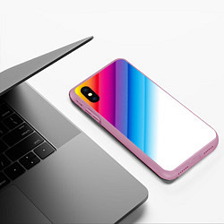 Чехол iPhone XS Max матовый РАДУЖНЫЕ ПОЛОСЫ RAINBOW Z, цвет: 3D-розовый — фото 2