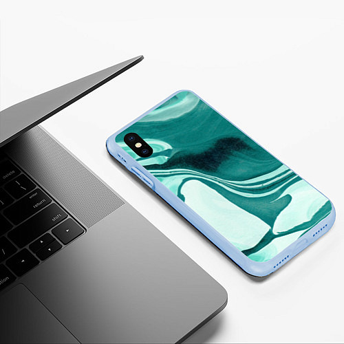 Чехол iPhone XS Max матовый Красочный развод / 3D-Голубой – фото 3