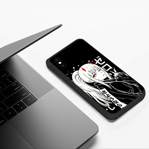 Чехол iPhone XS Max матовый Zero Two, Darling in the Franx / 3D-Черный – фото 3