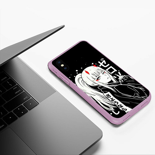Чехол iPhone XS Max матовый Zero Two, Darling in the Franx / 3D-Сиреневый – фото 3