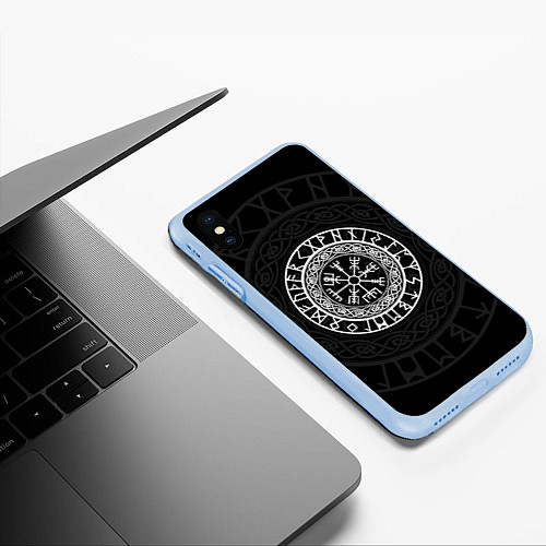 Чехол iPhone XS Max матовый Вегвизир Galdrastafir / 3D-Голубой – фото 3