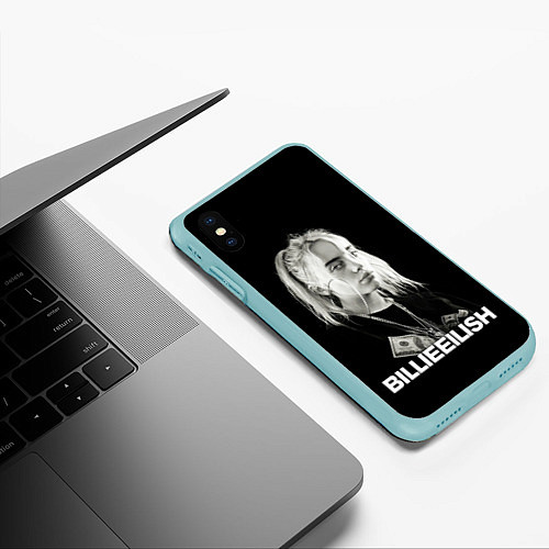 Чехол iPhone XS Max матовый BILLIE EILISH / 3D-Мятный – фото 3