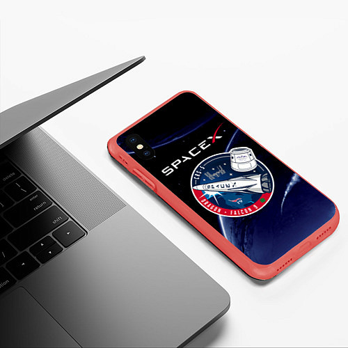 Чехол iPhone XS Max матовый Space X / 3D-Красный – фото 3