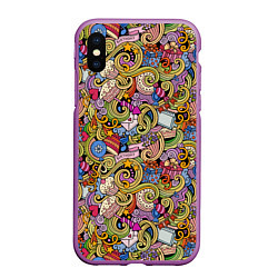 Чехол iPhone XS Max матовый Happy Birthday, цвет: 3D-фиолетовый