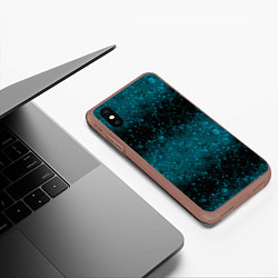 Чехол iPhone XS Max матовый Черно-синие блестки, цвет: 3D-коричневый — фото 2