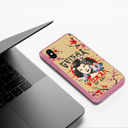 Чехол iPhone XS Max матовый Гейша Geisha Z, цвет: 3D-малиновый — фото 2