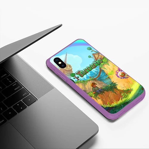 Чехол iPhone XS Max матовый Terraria Террария Z / 3D-Фиолетовый – фото 3