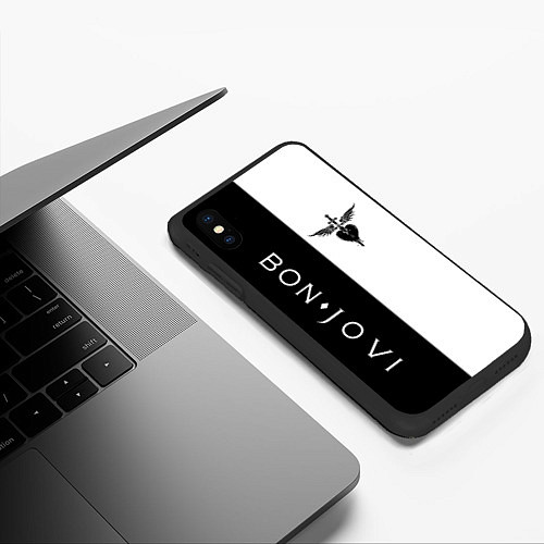 Чехол iPhone XS Max матовый BON JOVI BLACK WHITE / 3D-Черный – фото 3