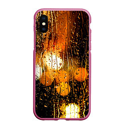 Чехол iPhone XS Max матовый В городе дождь, цвет: 3D-малиновый