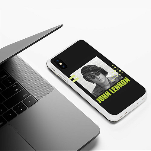 Чехол iPhone XS Max матовый Стильный Ленон / 3D-Белый – фото 3