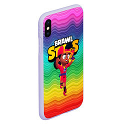 Чехол iPhone XS Max матовый Brawl Stars Meg, цвет: 3D-светло-сиреневый — фото 2