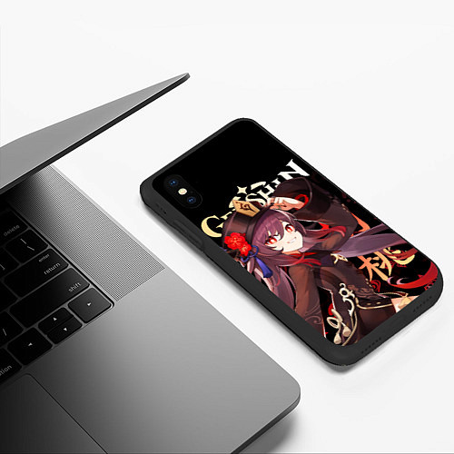 Чехол iPhone XS Max матовый Ху Тао Genshin Impact / 3D-Черный – фото 3