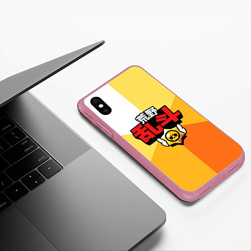 Чехол iPhone XS Max матовый БРАВЛ СТАРС КИТАЙСКИЕ Иероглифы - BRAWL STARS / 3D-Малиновый – фото 3