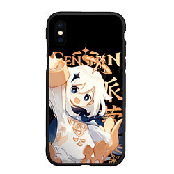 Чехол iPhone XS Max матовый Паймон Genshin Impact, цвет: 3D-черный
