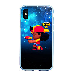 Чехол iPhone XS Max матовый Brawl Stars перс Meg, цвет: 3D-голубой