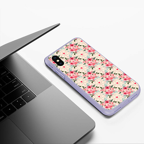 Чехол iPhone XS Max матовый Полевые цветочки / 3D-Светло-сиреневый – фото 3
