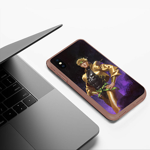 Чехол iPhone XS Max матовый Дио Брандо Космический из ДЖО джо / 3D-Коричневый – фото 3