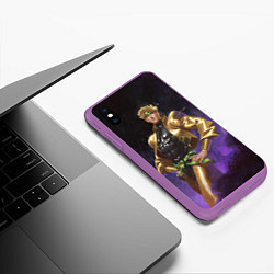 Чехол iPhone XS Max матовый Дио Брандо Космический из ДЖО джо, цвет: 3D-фиолетовый — фото 2